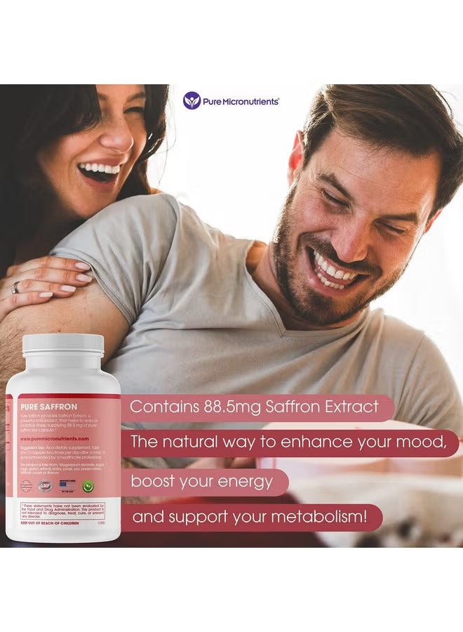 Pure Saffron Extract Supplement 3 Pack (180 Capsules) | Mood, Memory & Energy Support | Organic Wellness Hub