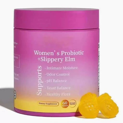 Women's Probiotic + Slippery Elm Gummies - Intimate Moisture, Odor Control, pH & Yeast Balance | 60 Count Pineapple Flavor