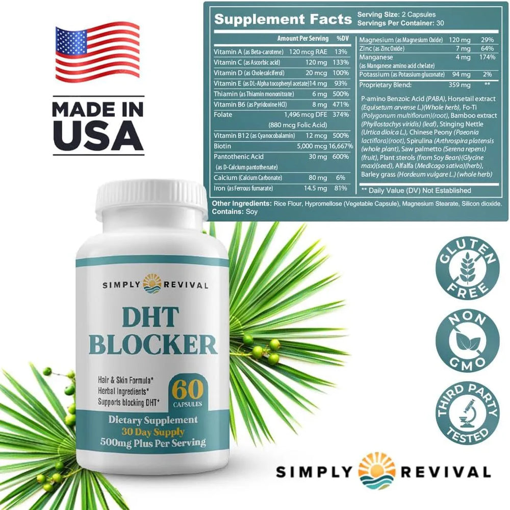 DHT Blocker for Hair Loss - 3 Pack Bundle, 180 Capsules, Hair & Skin Formula, Herbal | Organic Wellness Hub