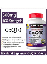 Kirkland Signature CoQ10 300mg 100 Softgels (3 Bottles) | USP Verified Heart Health & Energy Support | Organic Wellness Hub
