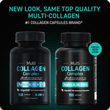 Multi Collagen Complex - Type I II III V X | 150 Capsules | Hair Skin Nails Joints | DigeSEB Enhanced Absorption | Organic Wellness Hub